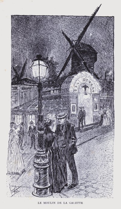 Paris Boémia: Le Moulin de la Galette (litografia) de Edouard Alfred (1875 1954) Cucuel