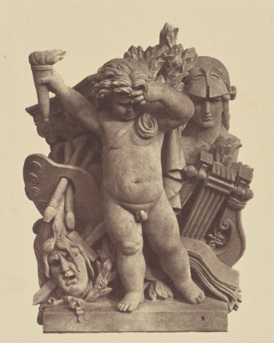 [Les Beaux-arts", Escultura de Nicolas Guillemin, Decoração do Louvre, Paris] de Édouard Baldus