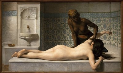 A massagem. Pintura de Edouard Debat Ponsan (1847-1913), Oil On Canvas de Edouard Debat Ponsan