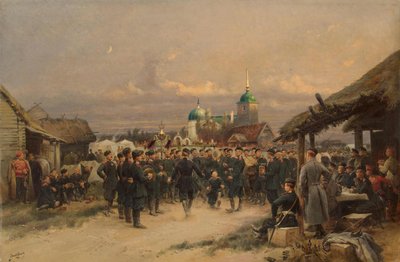 Cantores dos Guardas da Vida 4º Batalhão de Fuzileiros Navais Imperiais em Tsarskoye Selo, 1889 de Jean-Baptiste Edouard Detaille