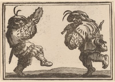 Dançarinos com flauta e pandeiro de Edouard Eckman after Jacques Callot