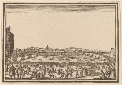 Fogos de artifício no Arno, Florença de Edouard Eckman after Jacques Callot