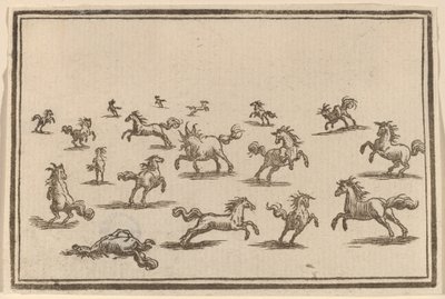 Cavalos correndo de Edouard Eckman after Jacques Callot