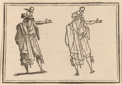 Homem visto de trás com o braço direito estendido de Edouard Eckman after Jacques Callot