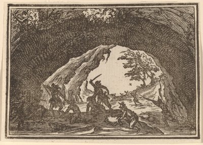 Soldados atacando ladrões de Edouard Eckman after Jacques Callot