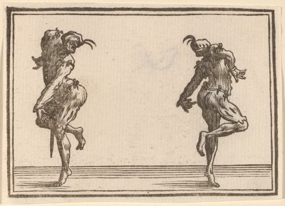 Duas Pantalonas Dançando de Edouard Eckman after Jacques Callot