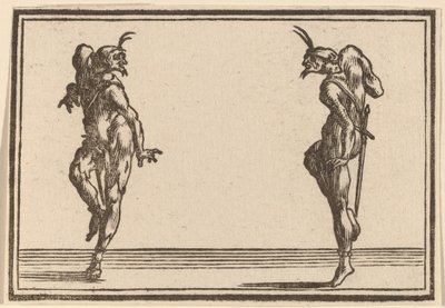 Duas Pantalonas Dançando de Edouard Eckman after Jacques Callot