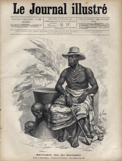 Retrato de Behanzin (1844-1900), Rei de Dahomey (Benin) - Gravura de Navellier em "The Illustrous Diary" de 1892 de Edouard Felicien Eugene Navellier