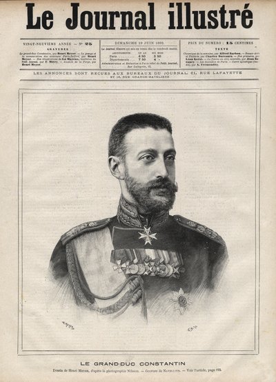 Retrato do Grão-Duque Constantino Nikolaievich da Rússia (Grão-Duque Constantino Nikolaevich da Rússia ou Konstantin Nikolaievich Romanov de Edouard Felicien Eugene Navellier