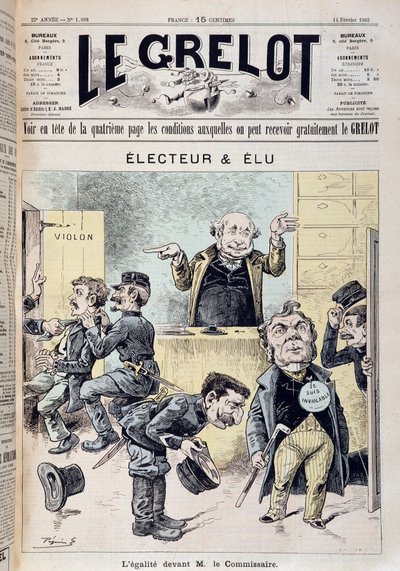 Desenho animado sobre imunidade parlamentar - em "Le Grelot" de 14/02/1892 de Edouard Guillaumin Pepin