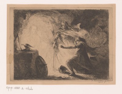 Saul com a bruxa de Endor de Edouard Hamman (signed by artist)
