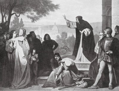Savonarola pregando (litografia) de Edouard Jean Conrad (after) Hamman