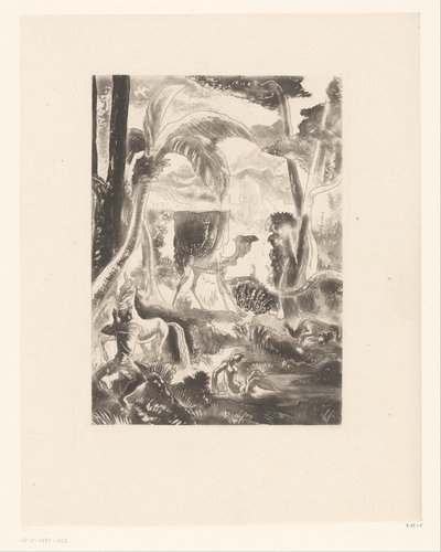 Paisagem com palmeiras e figuras de banho de Edouard Léon Louis Edy Legrand (attributed to)