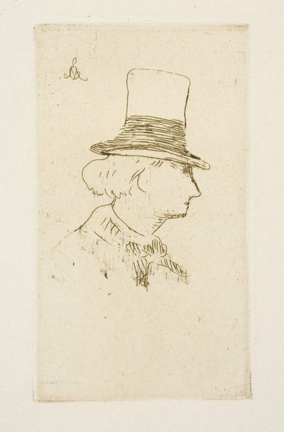 Baudelaire de perfil usando um chapéu, 1862 de Édouard Manet