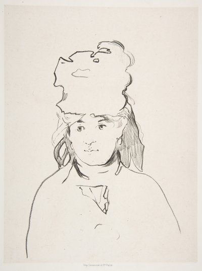 Berthe Morisot em silhueta, 1872-74, publicado em 1884. de Édouard Manet