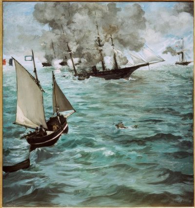 A batalha entre o USS Kearsarge e o CSS Alabama de Édouard Manet
