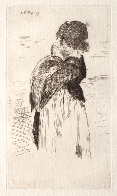 A menina segurando um bebê de Édouard Manet