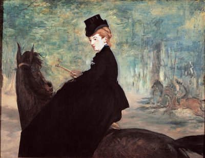 L&39;amazon ou "Retrato de Marie Lefebvre cavalgando um cavalo" 1875 (óleo sobre tela) de Édouard Manet