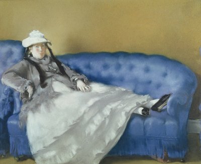 Madame Manet em um sofá azul, 1874 (pastel sobre papel) de Édouard Manet