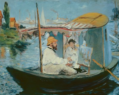 Monet em seu estúdio flutuante de Édouard Manet