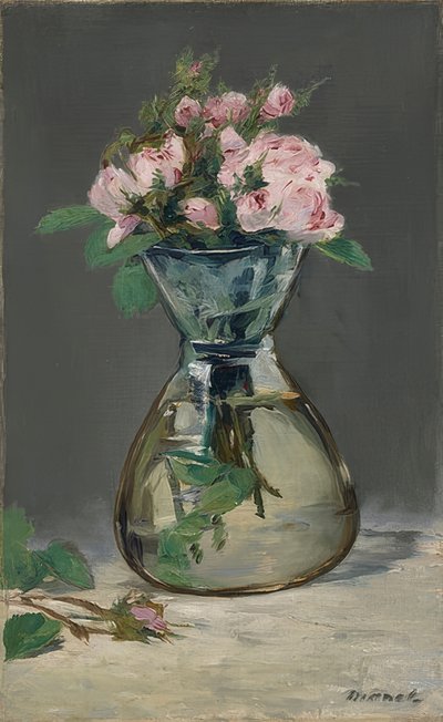 Rosas de musgo em um vaso. 1882 de Édouard Manet
