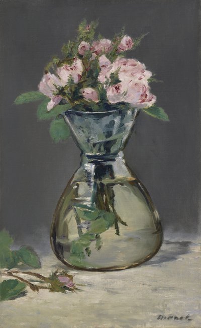 Rosas de musgo em um vaso, 1882 de Édouard Manet