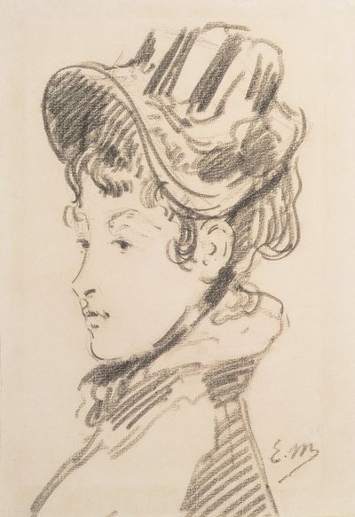 Retrato de Madame Jules Guillemet, c.1880 (giz preto) de Édouard Manet