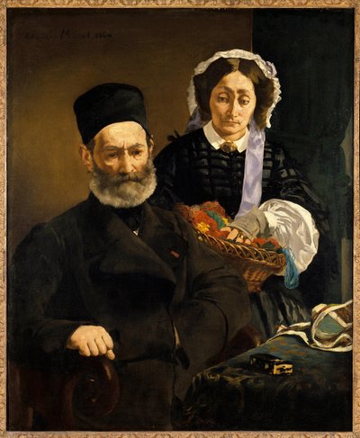 Retratos de Monsieur e Madame Auguste Manet, pais do artista Pintura de Edouard Manet (1832-1883) 1860 Sun. 1,1x0,9 m Paris, musee d
