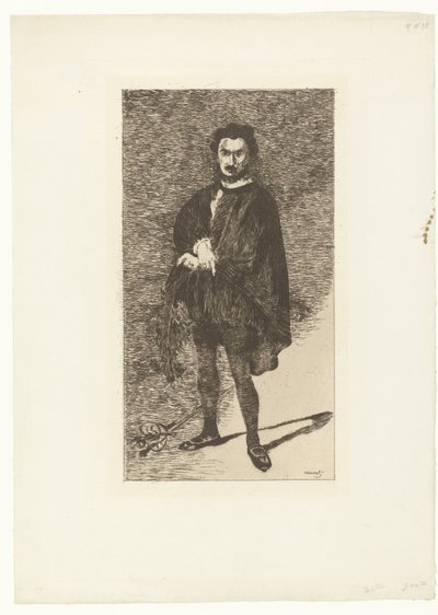 Portret van actor Philibert Rouvière in de rol van Hamlet
Rouvière como Hamlet
O actor trágico de Édouard Manet