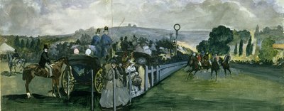 Curso de Corrida em Longchamps, 1864 (wc e guache sobre grafite sobre papel) de Édouard Manet