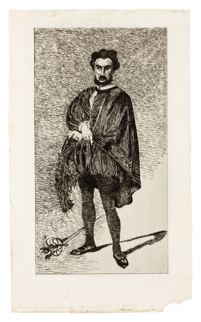 O ator trágico (Rouvière no papel de Hamlet) de Édouard Manet