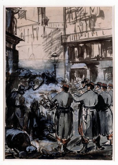 Cidade de 1871: "a barricada" Desenho de Edouard Manet (1832-1883) 1871 Dim. 46,2 x 32,5 m de Édouard Manet