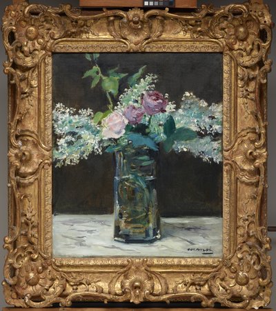 Vaso de Lilás Branco e Rosas de Édouard Manet