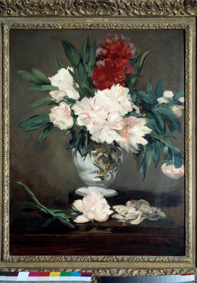 Vaso de peônias no chuveiro Pintura por Edouard Manet (1832-1883) 1864 Dim. 0,93x0,70 m. Museu Orsay de Édouard Manet