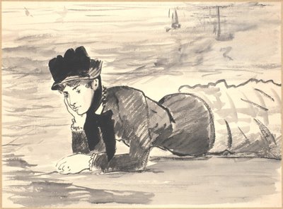 Mulher deitada na praia. Annabel Lee de Édouard Manet