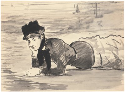 Mulher deitada na praia. Annabel Lee de Édouard Manet