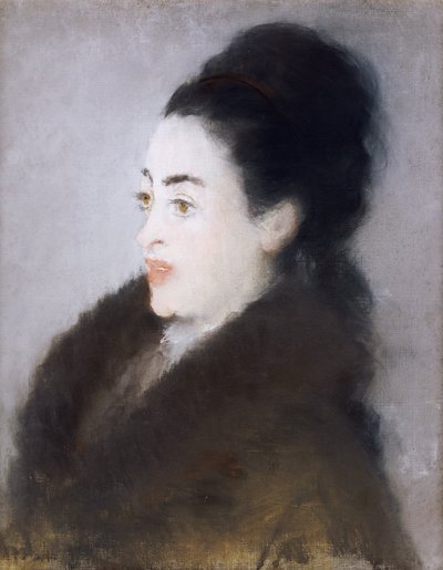 Mulher com um casaco de pele no perfil, 1879 de Édouard Manet