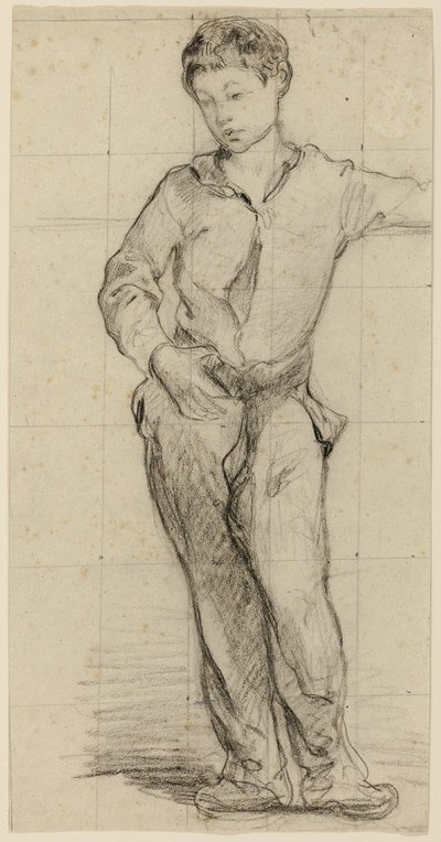 Young Man Standing (Léon Leenhoff) (reto); Esboço de Standing Boy (verso) de Édouard Manet