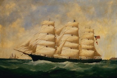 O veleiro dos EUA, Servia off Le Havre (óleo sobre tela) de Edouard Marie Adam