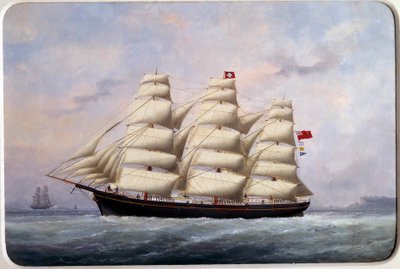 O veleiro William Lawrence Watercolour de Edouard Adam (1847-1929) 1881 Paris, Musee de la Marine de Edouard Marie Adam