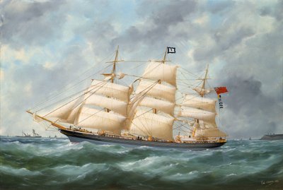 O navio "Haddon Hall", meados do século XIX a princípios do século XX (pintura a óleo) de Edouard Marie Adam