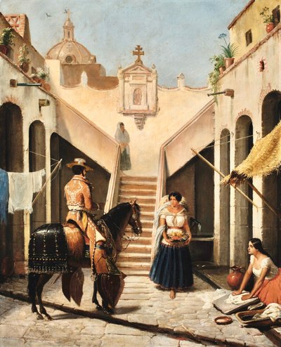 Chinaco e indiano no pátio mexicano de Edouard Pingret