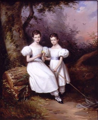 Retrato de Duas Crianças de Edouard Pingret
