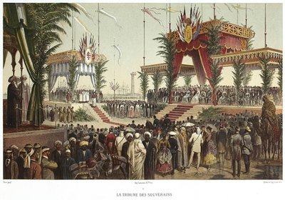 Canal de Suez. A Tribuna dos Soberanos, 1869. de Edouard Riou
