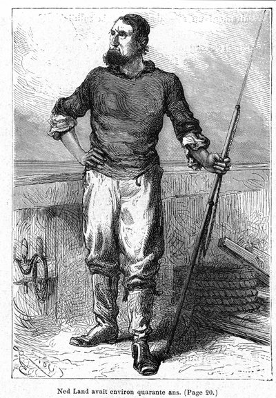 Ilustração de "20.000 léguas submarinas", de Júlio Verne de Edouard Riou