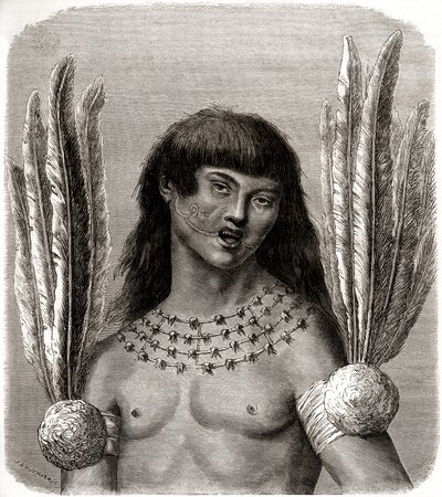 Retrato de um índio Ticuna do Peru de Edouard Riou