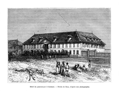 Casa dos Governadores, Cayenne, Guiana Francesa, América do Sul, século XIX de Edouard Riou