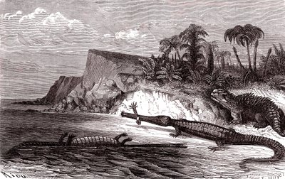 O Teleosaurus e o Hyleosaurus de Edouard Riou