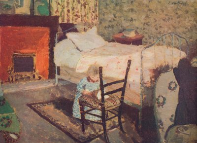 Brincadeira de criança: Annette Roussel na frente de uma cadeira de madeira, c1900, c1932 de Edouard Vuillard