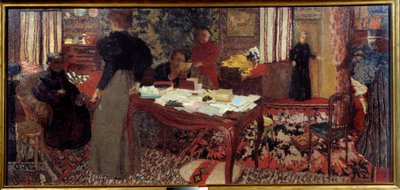 Grande interior com seis caracteres de Edouard Vuillard